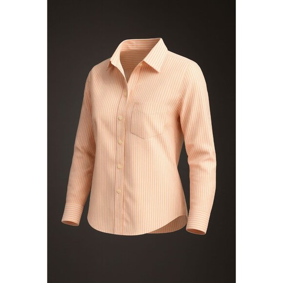 UNTUCKit Marsanne-Peach Shirt Women's 16 Peach & White Stripe LS Casual Elegance - Picture 11 of 16